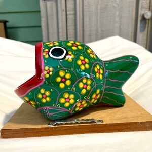 *EUC* Talavera Wide Mouth Fish Sponge Dish -Mexican Pottery-Hand Paint Folk Art
